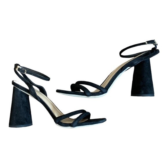 Sam Edelman | Kia Black Sandal Block Heel Suede Women's 10 - Picture 7 of 11